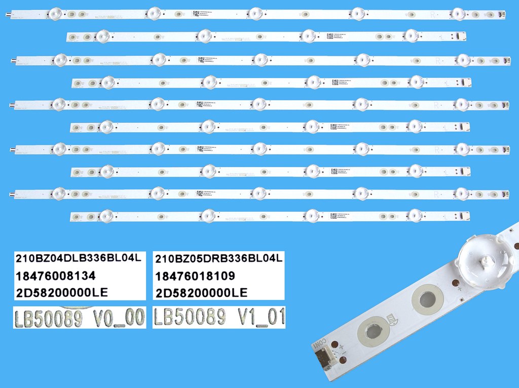 LED podsvit 1003mm sada Philips celkem 10 pásků / LED Backlight LB50089V0-00 + LB50089V1-01 / 210BZ04DLB336BL04L + 210BZ05DRB336BL04L