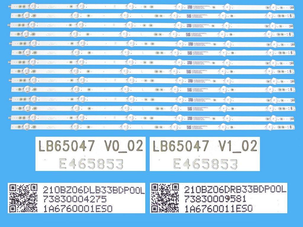 LED podsvit 1330mm sada Philips LB65047V0-02 + LB65047V1-02 celkem 14 kusů / LED Backlight 1330mm - 12 D-LED 210BZ06DLB33BDP00LL + 210BZ06DRB33BDP00L