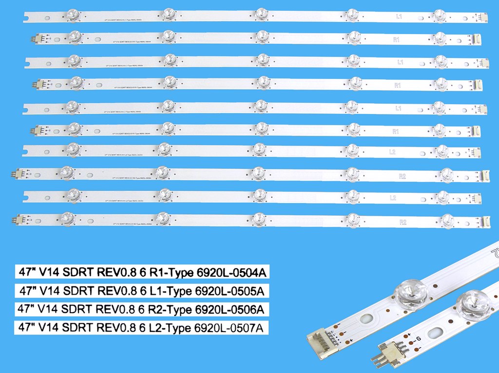 LED podsvit sada LG 47LB-V14SDRT Slim 3D celkem 10 pásků / DLED TOTAL ARRAY 47" V14 Slim DRT 6920L-0504A + 6920L-0505A + 6920L-0506A + 6420-0507A