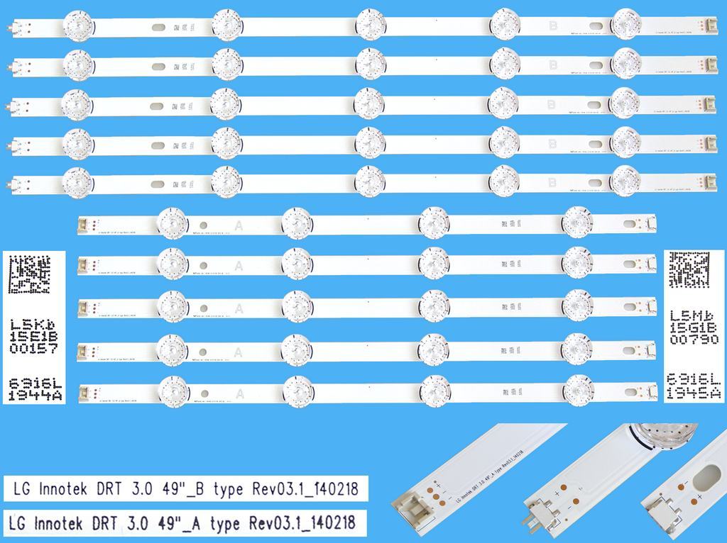 LED podsvit sada LG AGF78402201AL2 celkem 10 pásků / DLED TOTAL ARRAY LG Innotek DRT 3.0 49" / 6916L-1944A + 6916L-1945A