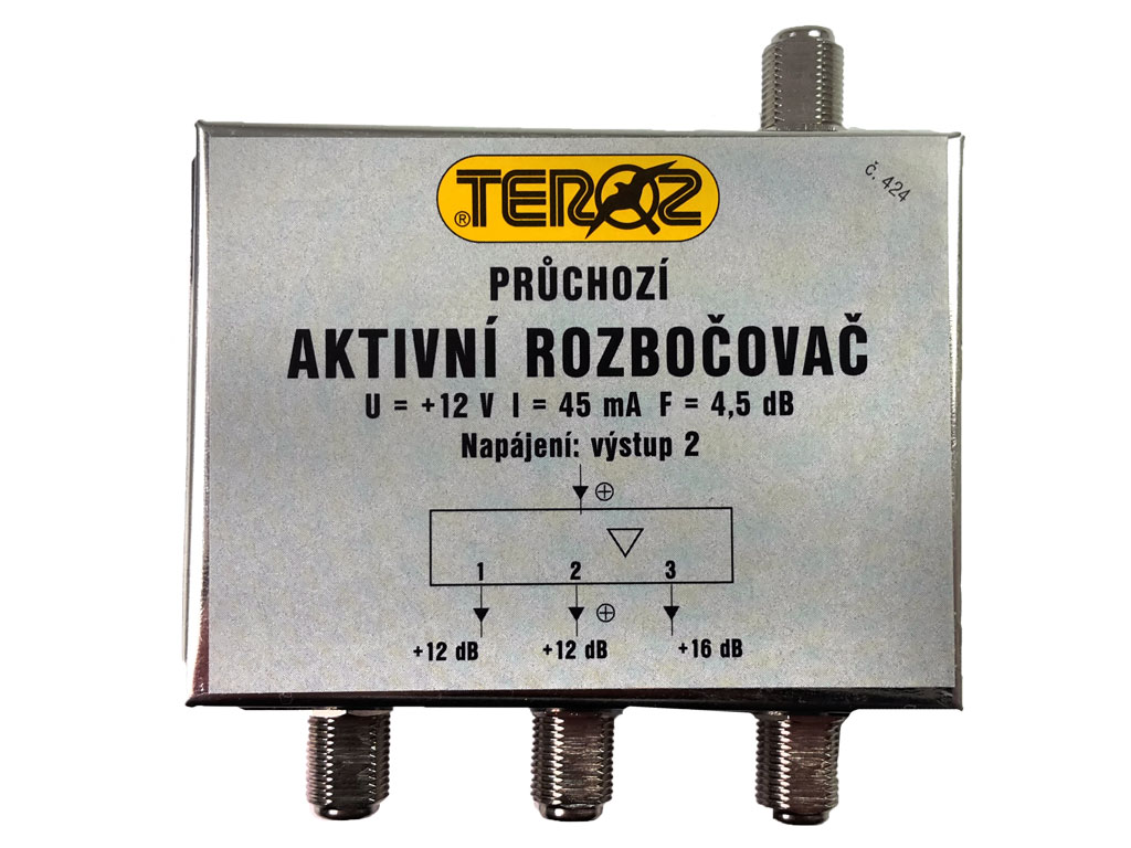 Levně anténní rozbočovač aktivní TV s 3 výstupy TEROZ č.424